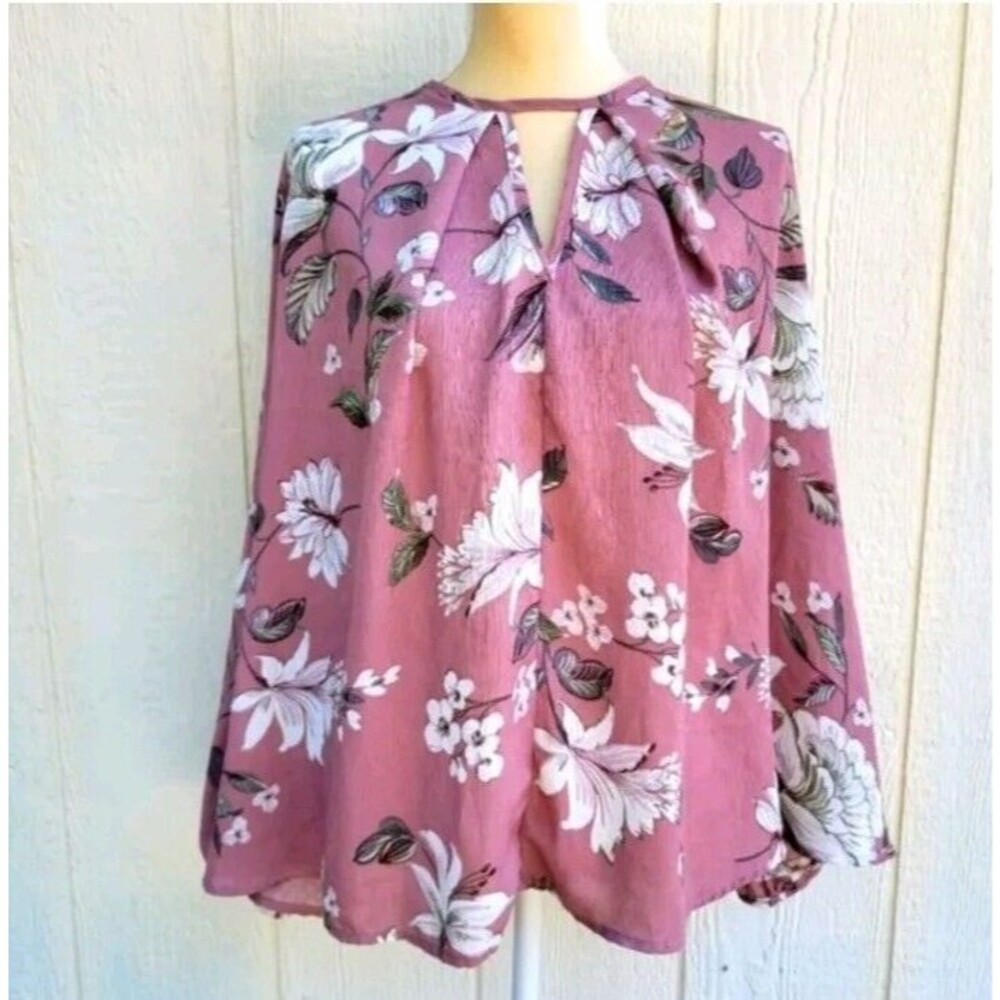 altar'd state longsleeve boho pink floral print flowy blouse sz med.